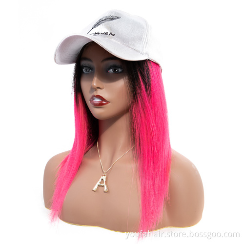 Youfa Brazilian Raw Human Hair Ombre Color 1b/pink 4x4 Lace Closure Wigs HD Transparent Lace Front Straight Wig with Baby Hair